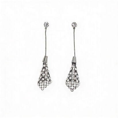 Kolczyki "Kryształowa Kaskada" – Wiszące, Srebrne z Dżetami