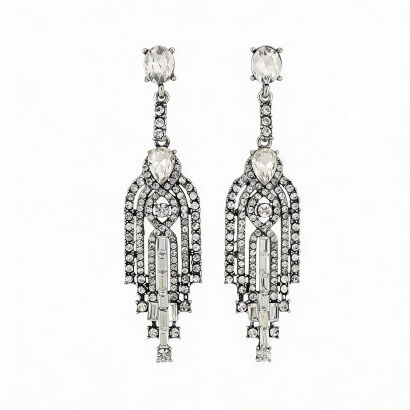 Kolczyki "Księżycowa Architektura" – Wiszące w Stylu Art Deco