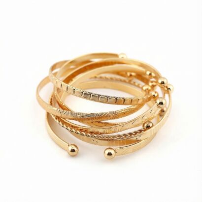 Zestaw Bransoletek "Złota Kaskada" – 7 Elementów w Stylu Boho
